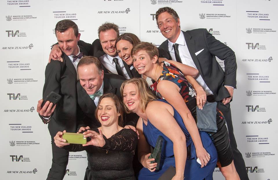 Zipline in Rotorua selfie with the prime minister at tourism awards