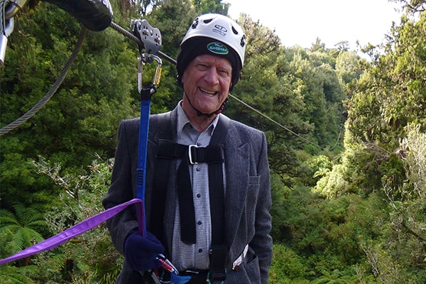 Rotorua Canopy Tours oldest customer Lewis on this outdoor activity