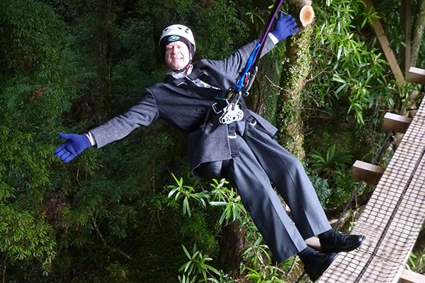 Rotorua Canopy Tours oldest customer Lewis on the outdoor activity