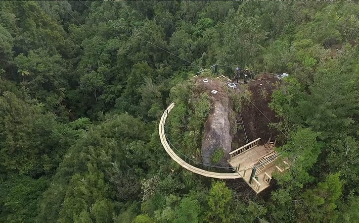 Best zipline in New Zealand cliff walkway build